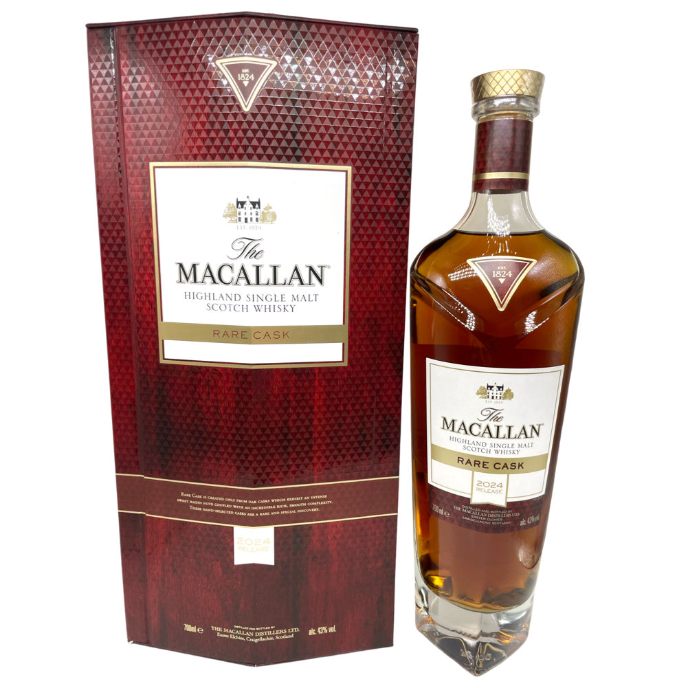 Una bottiglia di Macallan Rare Cask imbottigliata nel 2024 con scatola originale