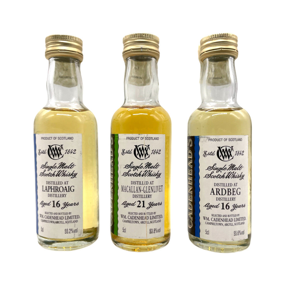 Cadenhead’s Macallan 21yo Ardbeg 16yo Laphroaig 16yo 3x5cl