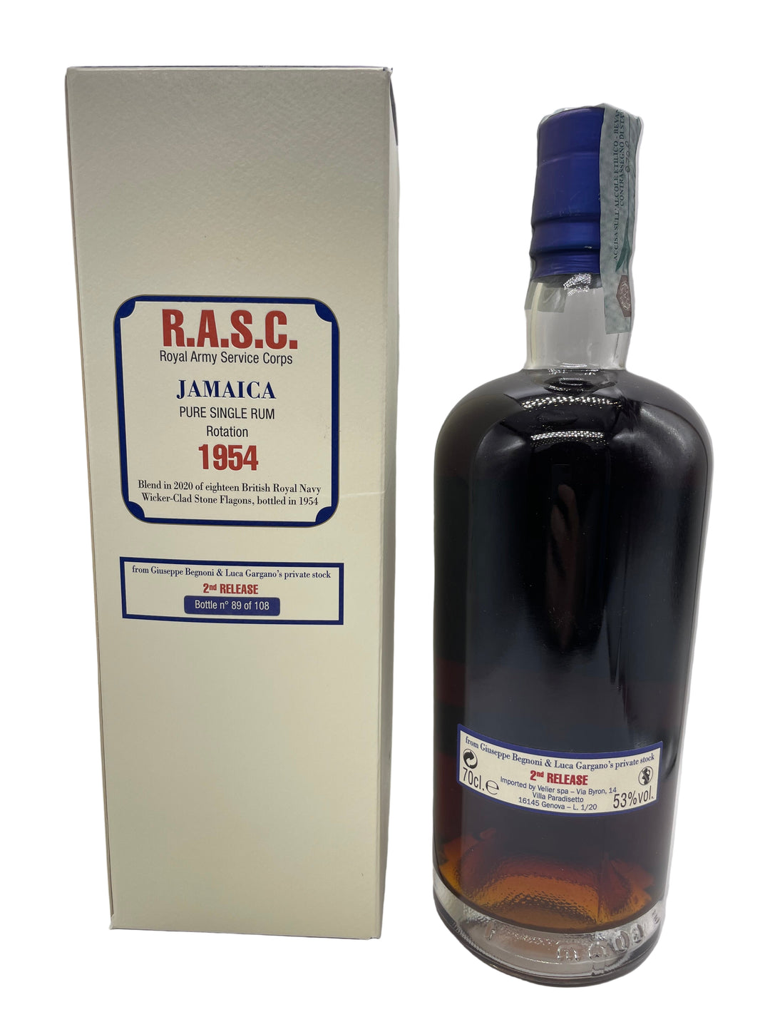 JAMAICA RUM R.A.S.C. 1954 70CL 53% VELIER 2ND EDITION
