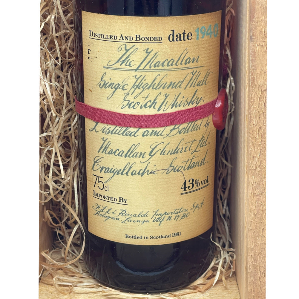 Macallan 1940 Handwritten Label Red Ribbon