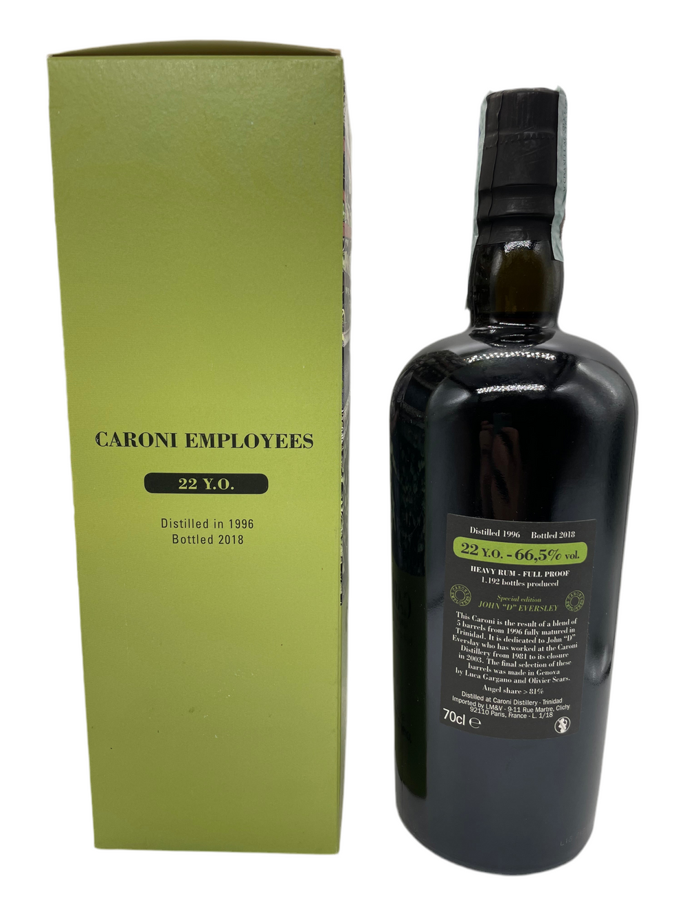 bottiglia di caroni dell'edizione employees dedicata a John Eversley